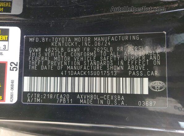 4T1DAACK1SU017513 2025 TOYOTA CAMRY Black Engine compartment view