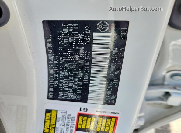 4T1DAACK1TU716772 2026 TOYOTA CAMRY White Вид підкапотного простору