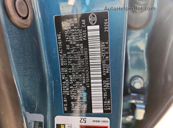 4T1DAACK2TU290963 2026 TOYOTA CAMRY Blue Vista del compartimento del motor
