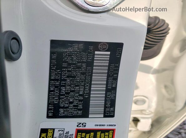 4T1DAACK3SU012328 2025 TOYOTA CAMRY Белый Вид подкапотного пространства