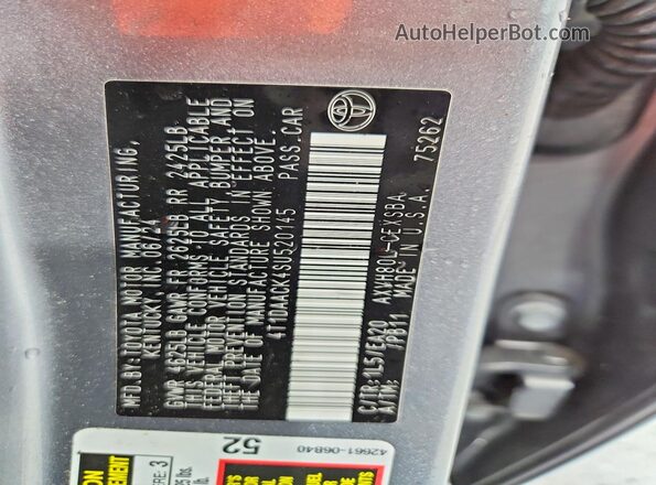 4T1DAACK4SU520145 2025 TOYOTA CAMRY Gray Widok komory silnika