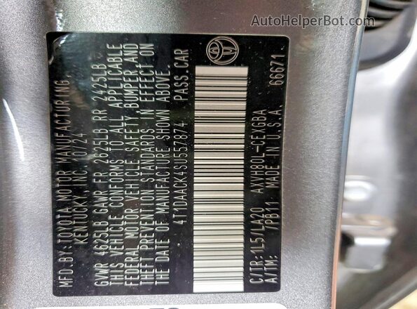 4T1DAACK4SU557874 2025 TOYOTA CAMRY Серый Вид подкапотного пространства