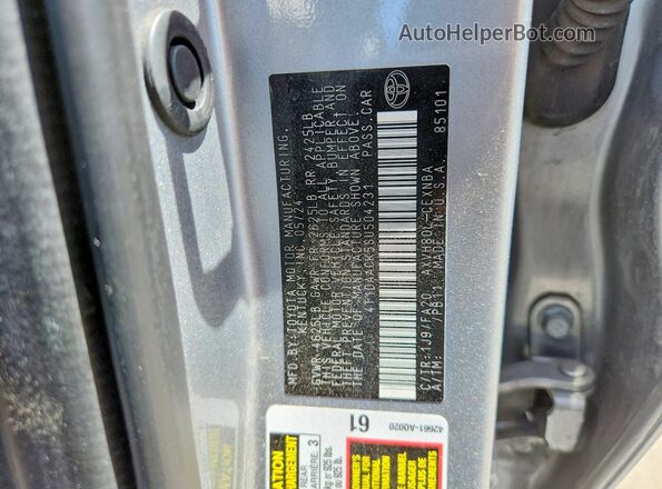4T1DAACK5SU504231 2025 TOYOTA CAMRY Серебряный Вид наклейки с VIN-кодом