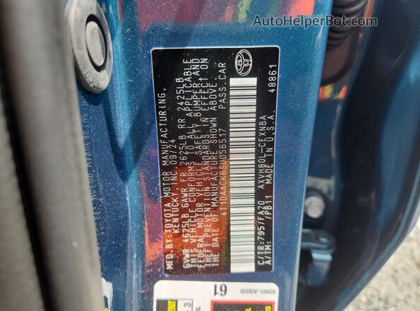 4T1DAACK6SU056517 2025 TOYOTA CAMRY Синий Вид наклейки с VIN-кодом