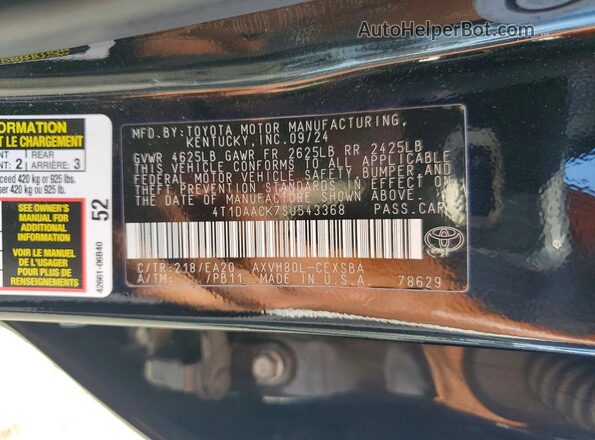 4T1DAACK7SU543368 2025 TOYOTA CAMRY Black Vista del compartimento del motor