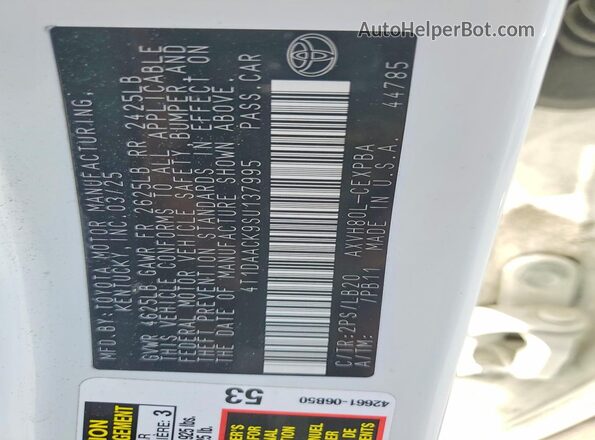 4T1DAACK9SU137995 2025 TOYOTA CAMRY White Engine compartment view