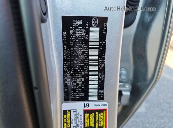 4T1DAACK9TU718107 2026 TOYOTA CAMRY Silver Вид підкапотного простору