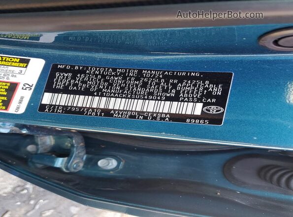 4T1DAACKXSU549049 2025 TOYOTA CAMRY Blue Շարժիչի բաժամունքի տեսք