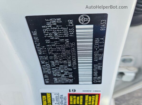 4T1DAACKXSU564795 2025 TOYOTA CAMRY White Engine compartment view