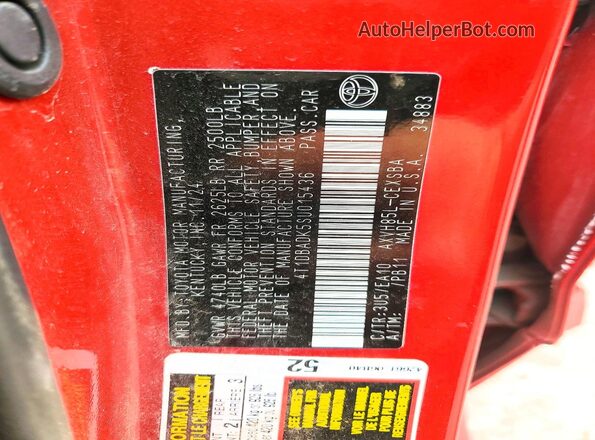4T1DBADK5SU015436 2025 TOYOTA CAMRY Red Vista del compartimento del motor
