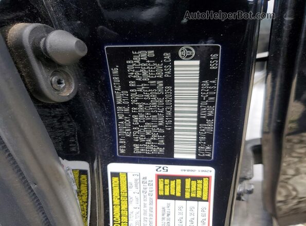 4T1G11AK3LU920358 2020 TOYOTA CAMRY Black Vista de la etiqueta del VIN