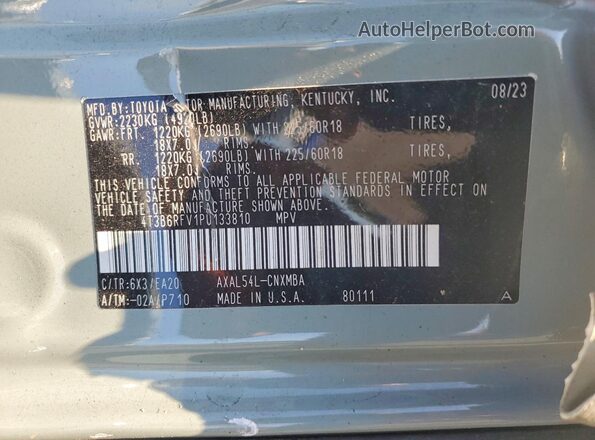 4T3B6RFV1PU133810 2023 TOYOTA RAV4 Gray Widok wnętrza 360 stopni