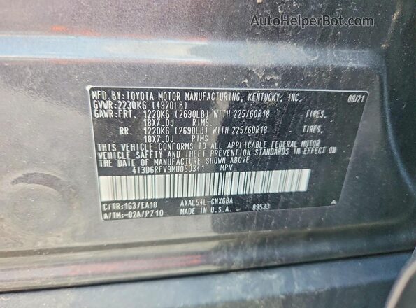 4T3D6RFV9MU050341 2021 TOYOTA RAV4 Gray Панорамний вид салону 360°