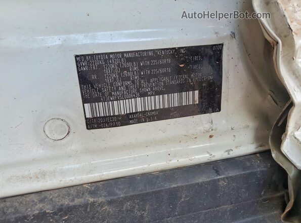 4T3EWRFV5LU006436 2020 TOYOTA RAV4 White Вид наклейки з VIN-кодом
