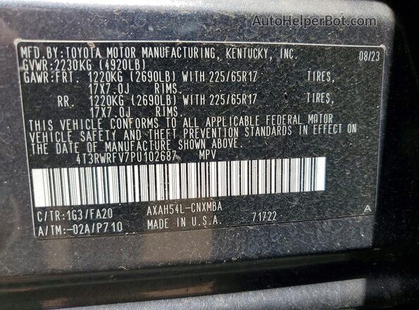 4T3RWRFV7PU102687 2023 TOYOTA RAV4 Charcoal Widok komory silnika