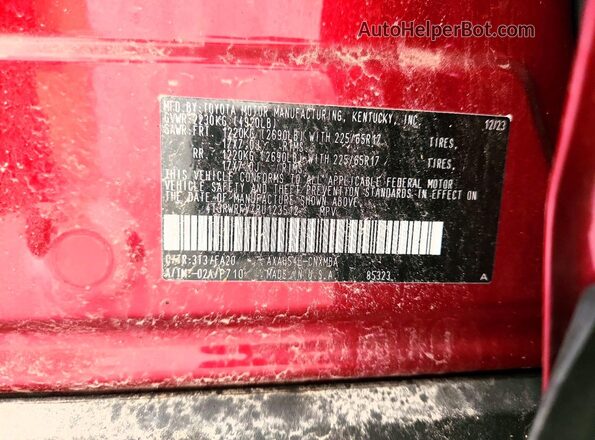 4T3RWRFV7RU123512 2024 TOYOTA RAV4 Красный Вид наклейки с VIN-кодом