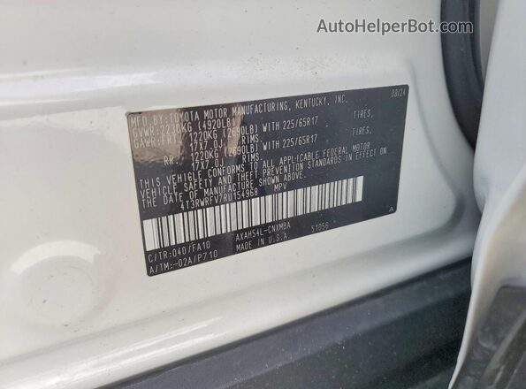 4T3RWRFV7RU154968 2024 TOYOTA RAV4 White Вид наклейки з VIN-кодом