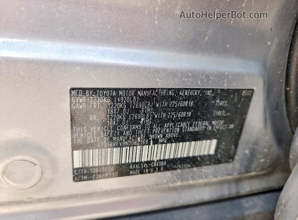 4T3T6RFV9NU082168 2022 TOYOTA RAV4 Silver Вид підкапотного простору