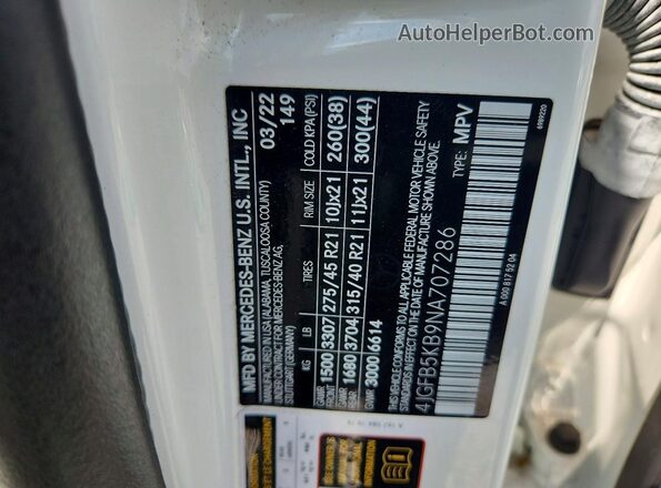 4JGFB5KB9NA707286 2022 MERCEDES-BENZ GLE-CLASS White 360 interior view