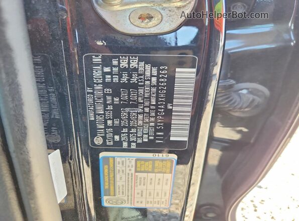 5XYPG4A3XHG268263 2017 KIA SORENTO Черный Панорамный вид салона 360°