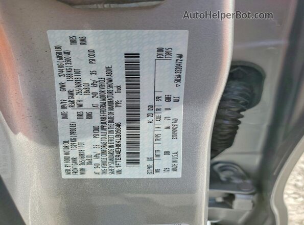 1FTER4EH8KLB05646 2019 FORD RANGER Silver Widok naklejki z numerem VIN