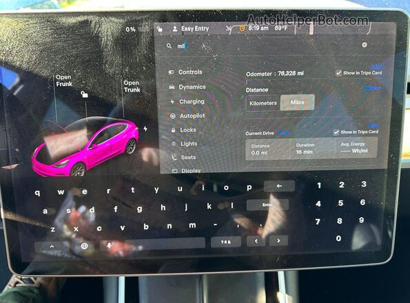 5YJ3E1EB1LF617668 2020 TESLA MODEL Blue Widok zestawu wskaźników