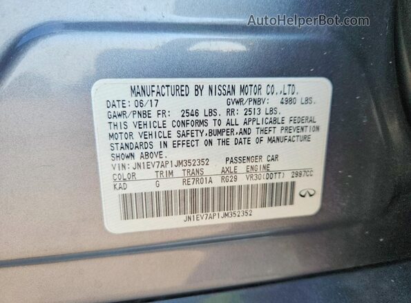 JN1EV7AP1JM352352 2018 INFINITI Q50 Gray VIN sticker view