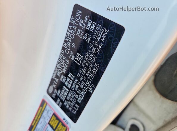 KNDJN2A25G7288326 2016 KIA SOUL Белый Вид наклейки с VIN-кодом