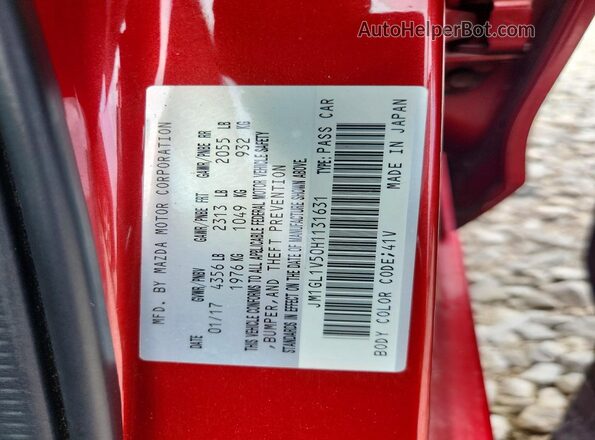 JM1GL1V50H1131631 2017 MAZDA 6 Red VIN კოდის სტიკერის ხედი