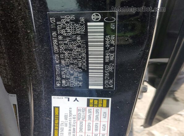 JTDACACU8R3013171 2024 TOYOTA PRIUS Black VIN sticker view