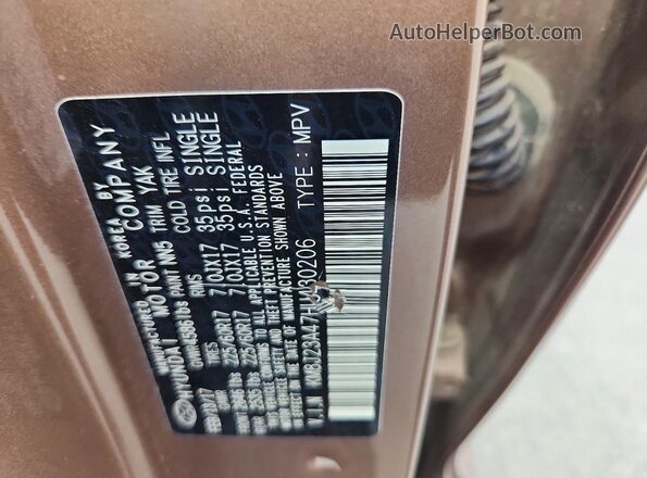 KM8J23A47HU430206 2017 HYUNDAI TUCSON Brown 360 interior view