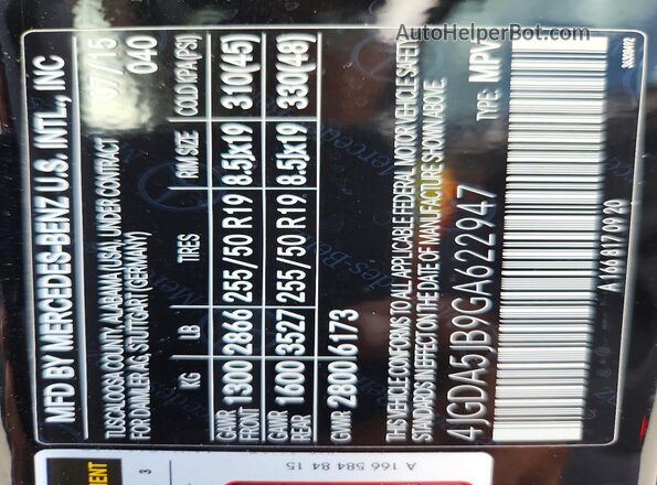 4JGDA5JB9GA622947 2016 MERCEDES-BENZ GLE Black Widok wnętrza 360 stopni