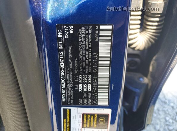 55SWF4HB4HU217133 2017 MERCEDES-BENZ C Blue Engine compartment view