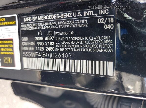 55SWF4JB0JU264031 2018 MERCEDES-BENZ C Black Engine compartment view