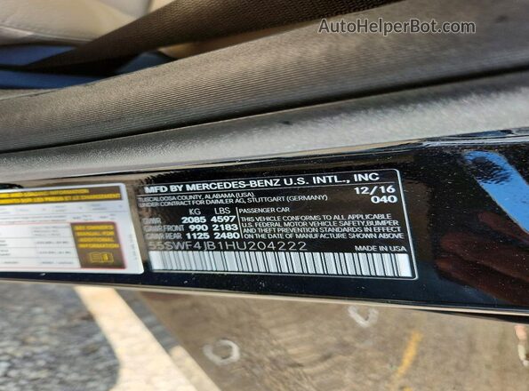 55SWF4JB1HU204222 2017 MERCEDES-BENZ C Black VIN կոդի պիտակի տեսք