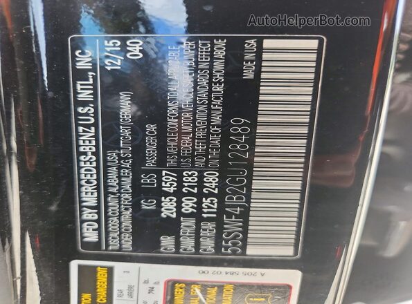 55SWF4JB2GU128489 2016 MERCEDES-BENZ C Черный Вид подкапотного пространства