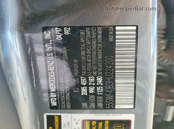 55SWF4JB3HU224200 2017 MERCEDES-BENZ C Gray Engine compartment view