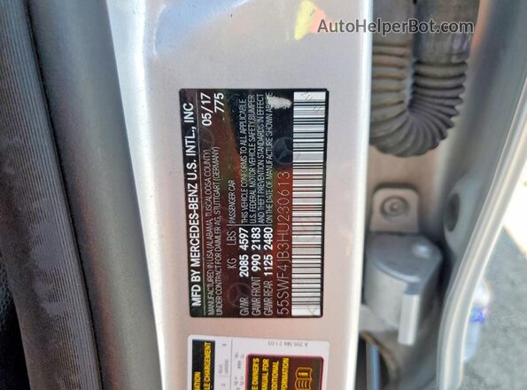55SWF4JB3HU230613 2017 MERCEDES-BENZ C Silver VIN կոդի պիտակի տեսք