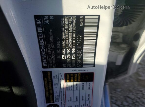 55SWF4JB4GU156729 2016 MERCEDES-BENZ C White Vista del compartimento del motor