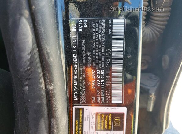 55SWF4JB4HU194155 2017 MERCEDES-BENZ C Черный Вид подкапотного пространства