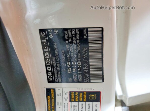 55SWF4JB6GU155226 2016 MERCEDES-BENZ C White Widok naklejki z numerem VIN