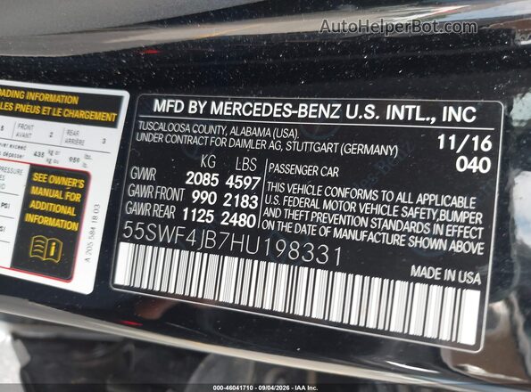 55SWF4JB7HU198331 2017 MERCEDES-BENZ C-CLASS Black Вид підкапотного простору