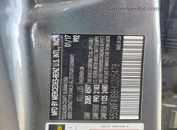 55SWF4JB8HU205478 2017 MERCEDES-BENZ C Gray Vista del compartimento del motor