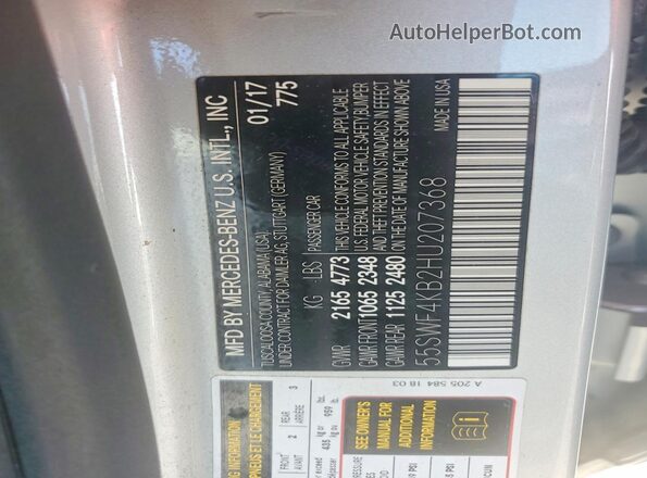 55SWF4KB2HU207368 2017 MERCEDES-BENZ C Silver Շարժիչի բաժամունքի տեսք