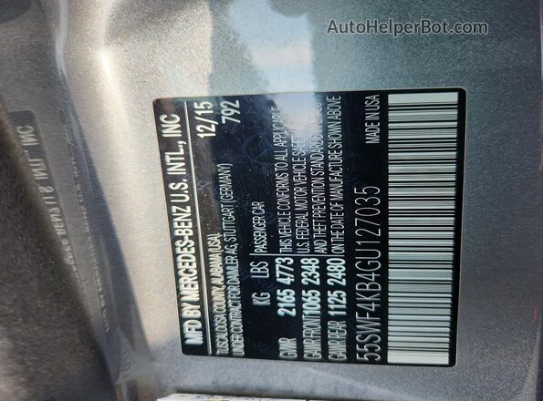 55SWF4KB4GU127035 2016 MERCEDES-BENZ C Silver Widok komory silnika
