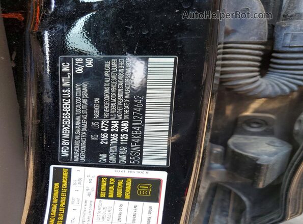 55SWF4KB4JU274642 2018 MERCEDES-BENZ C Black Вид підкапотного простору