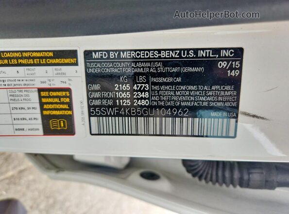 55SWF4KB5GU104962 2016 MERCEDES-BENZ C Белый Вид подкапотного пространства