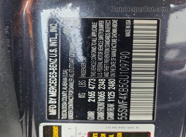 55SWF4KB5GU109790 2016 MERCEDES-BENZ C Charcoal Вид підкапотного простору