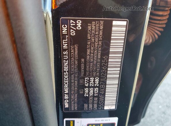 55SWF4KB7JU236256 2018 MERCEDES-BENZ C Black VIN sticker view