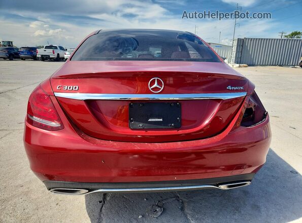 55SWF4KB9HU224619 2017 MERCEDES-BENZ C Red Вид ззаду